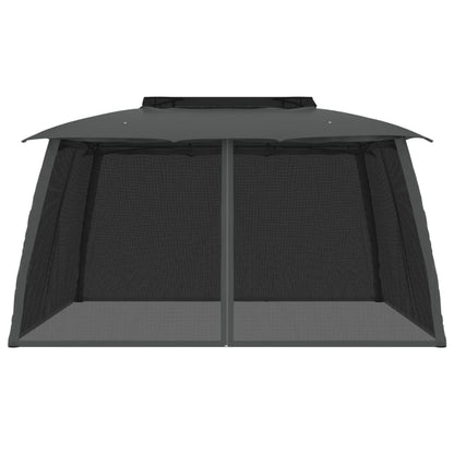 vidaXL Gazebo with Double Roof&Mesh Walls Anthracite 3.93x2.93 m Steel