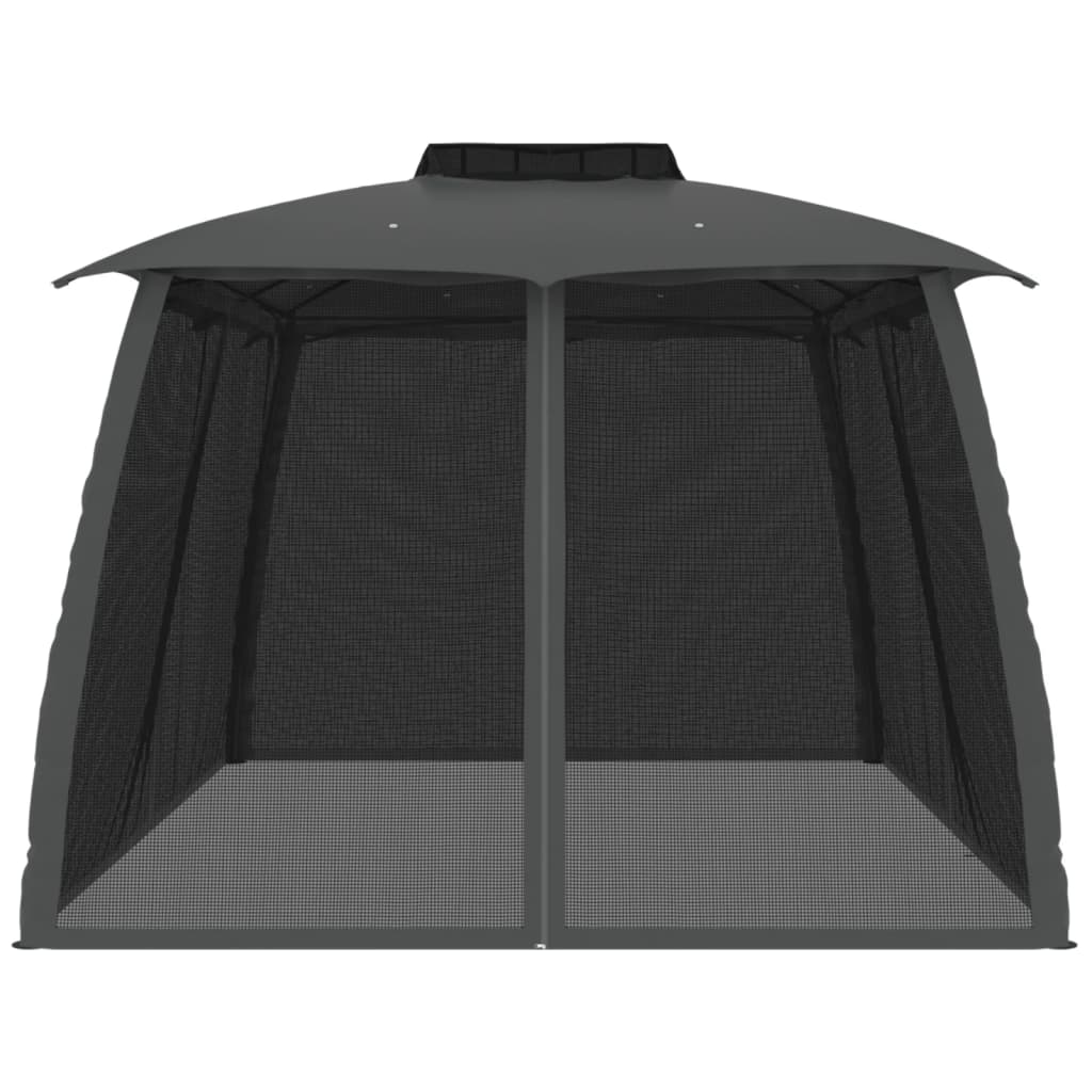 vidaXL Gazebo with Double Roof&Mesh Walls Anthracite 3.93x2.93 m Steel