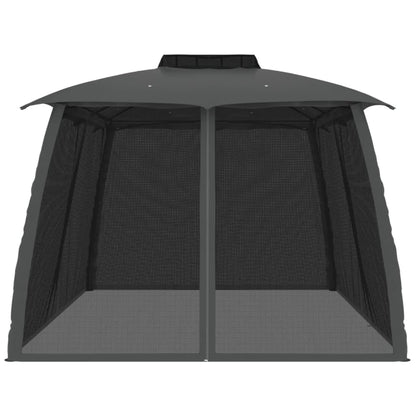 vidaXL Gazebo with Double Roof&Mesh Walls Anthracite 3.93x2.93 m Steel