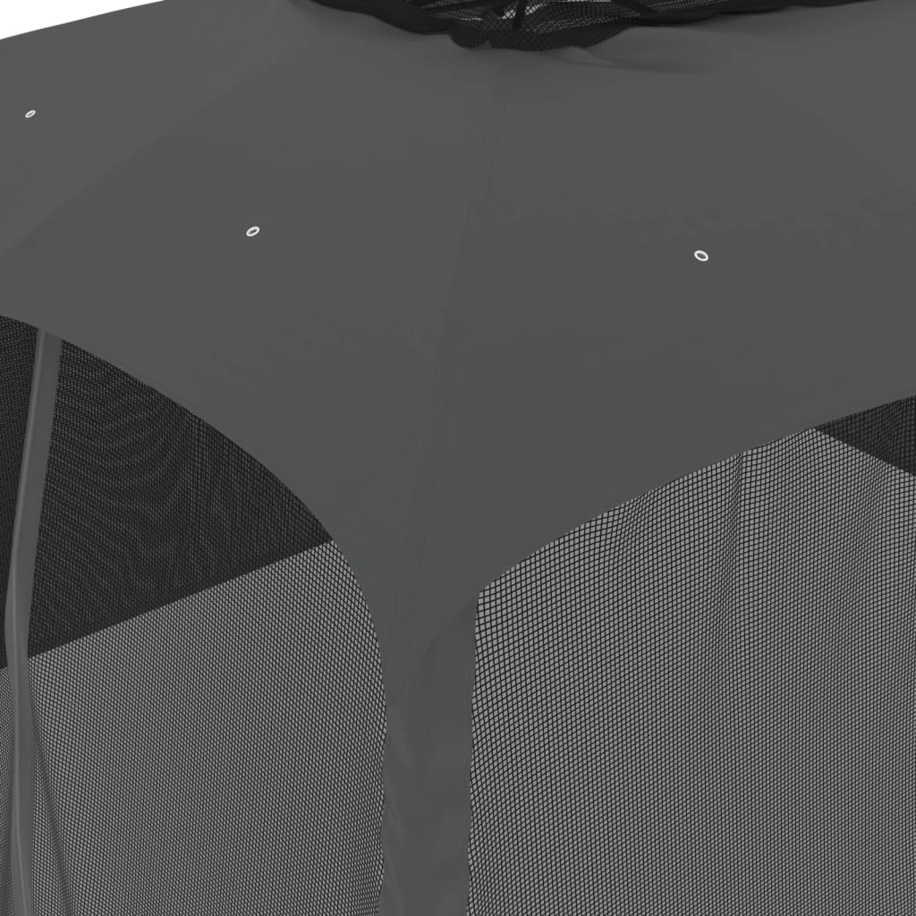 vidaXL Gazebo with Double Roof&Mesh Walls Anthracite 3.93x2.93 m Steel