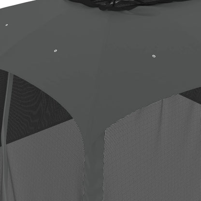 vidaXL Gazebo with Double Roof&Mesh Walls Anthracite 3.93x2.93 m Steel