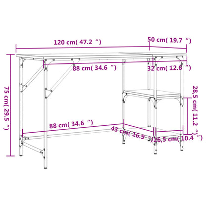 vidaXL Desk Sonoma Oak 120x50x75 cm Metal and Engineered Wood