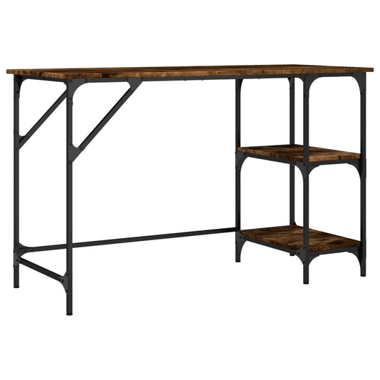 vidaXL Desk Smoked Oak 120x50x75 cm Metal and Engineered Wood