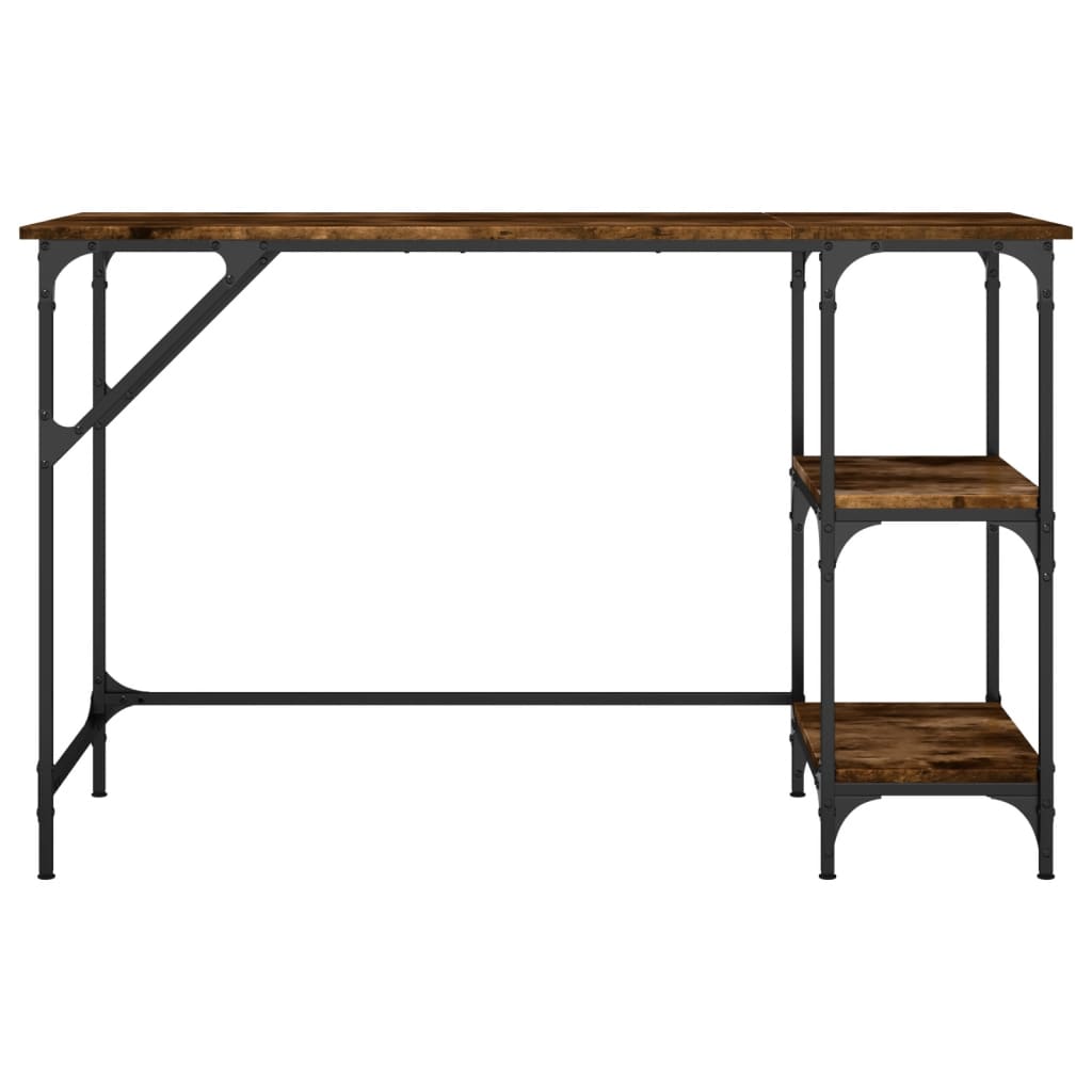vidaXL Desk Smoked Oak 120x50x75 cm Metal and Engineered Wood