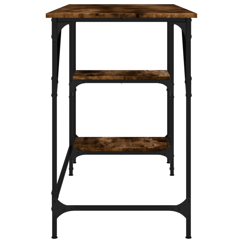 vidaXL Desk Smoked Oak 120x50x75 cm Metal and Engineered Wood