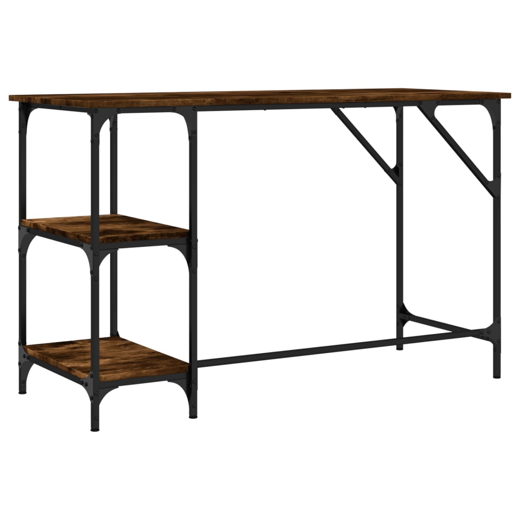 vidaXL Desk Smoked Oak 120x50x75 cm Metal and Engineered Wood