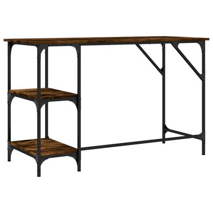 vidaXL Desk Smoked Oak 120x50x75 cm Metal and Engineered Wood