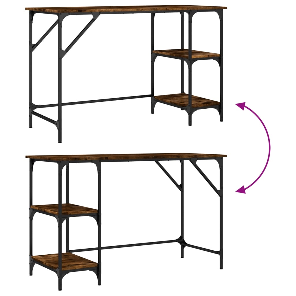 vidaXL Desk Smoked Oak 120x50x75 cm Metal and Engineered Wood