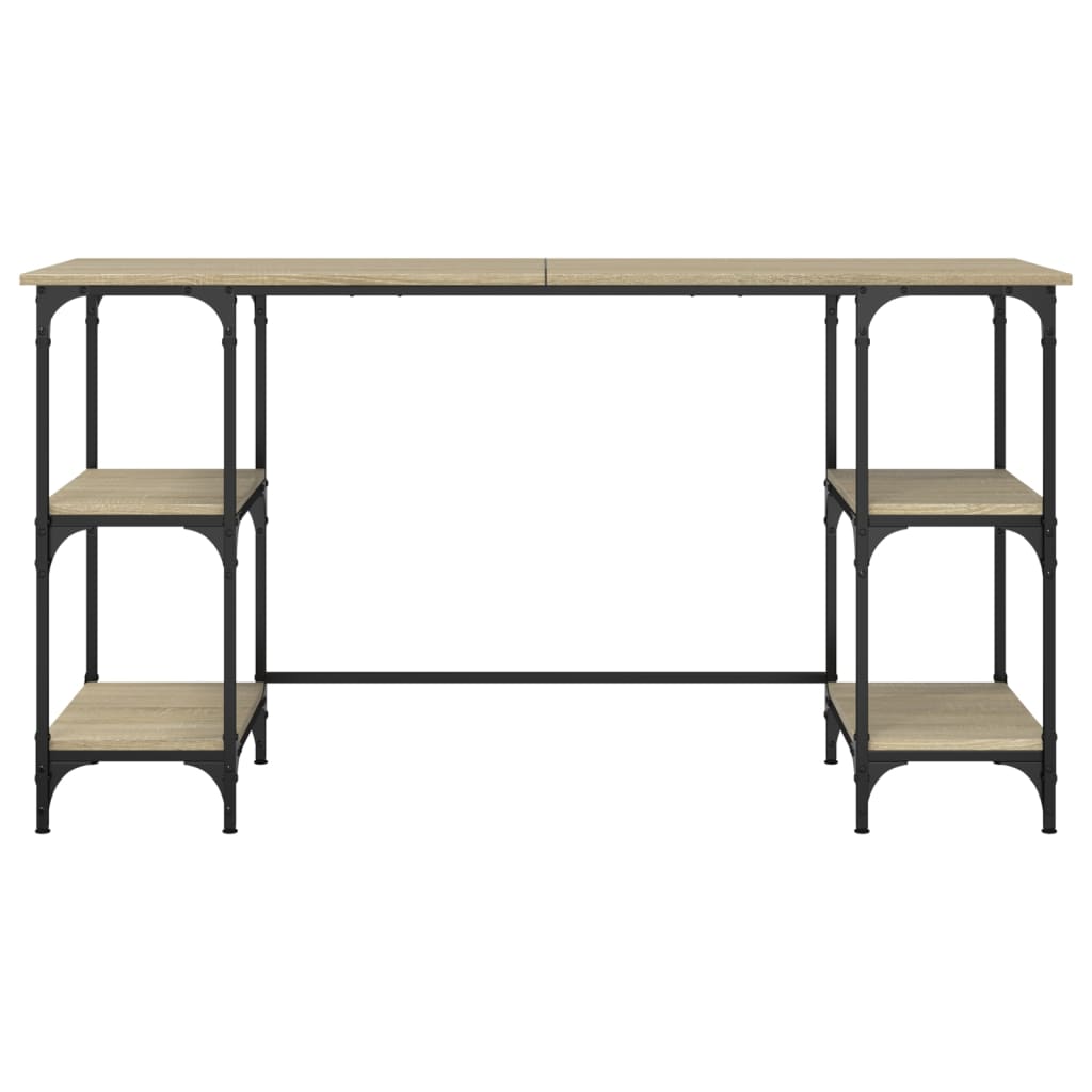 vidaXL Desk Sonoma Oak 140x50x75 cm Metal and Engineered Wood