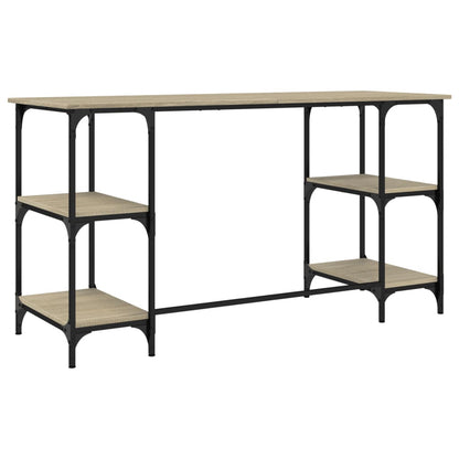 vidaXL Desk Sonoma Oak 140x50x75 cm Metal and Engineered Wood