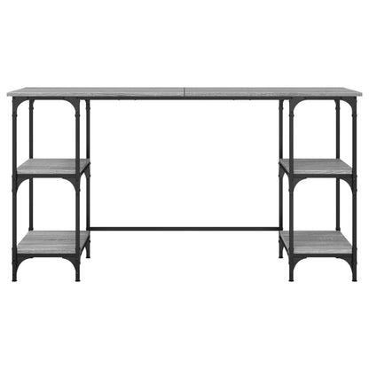 vidaXL Desk Grey Sonoma 140x50x75 cm Metal and Engineered Wood