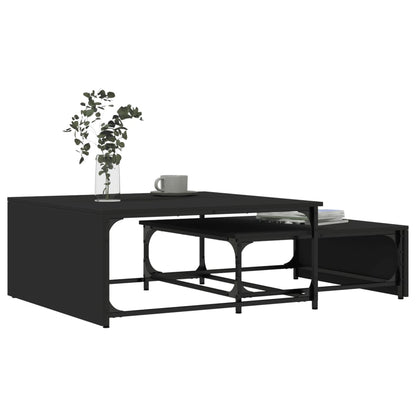 vidaXL Nesting Coffee Tables 2 pcs Black Engineered Wood and Metal