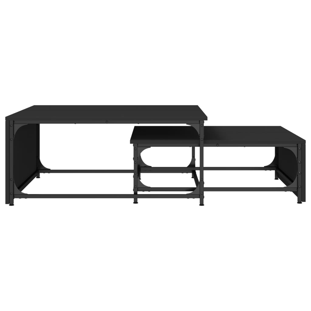 vidaXL Nesting Coffee Tables 2 pcs Black Engineered Wood and Metal