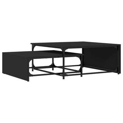 vidaXL Nesting Coffee Tables 2 pcs Black Engineered Wood and Metal