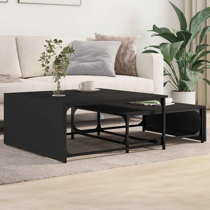 vidaXL Nesting Coffee Tables 2 pcs Black Engineered Wood and Metal