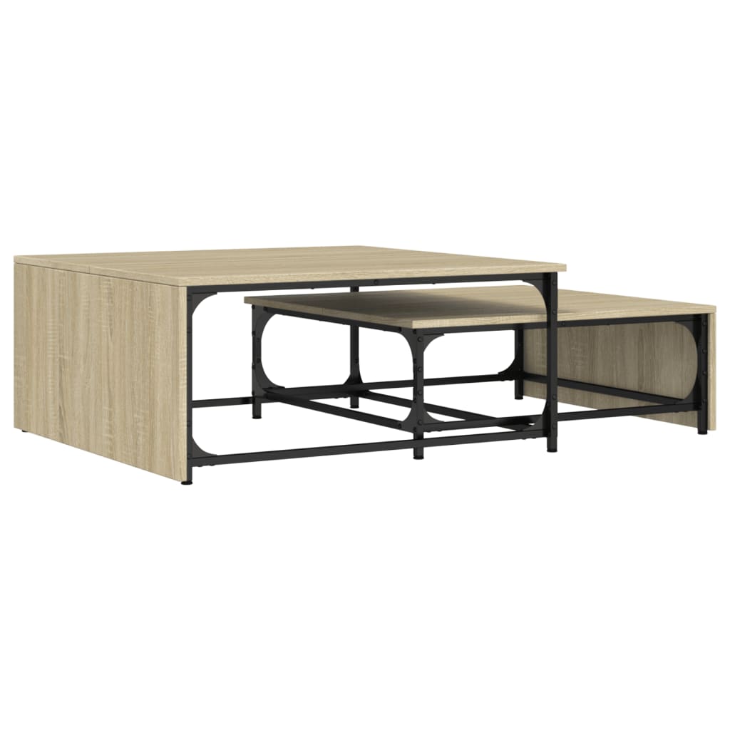 vidaXL Nesting Coffee Tables 2 pcs Sonoma Oak Engineered Wood&Metal