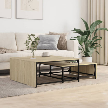 vidaXL Nesting Coffee Tables 2 pcs Sonoma Oak Engineered Wood&Metal