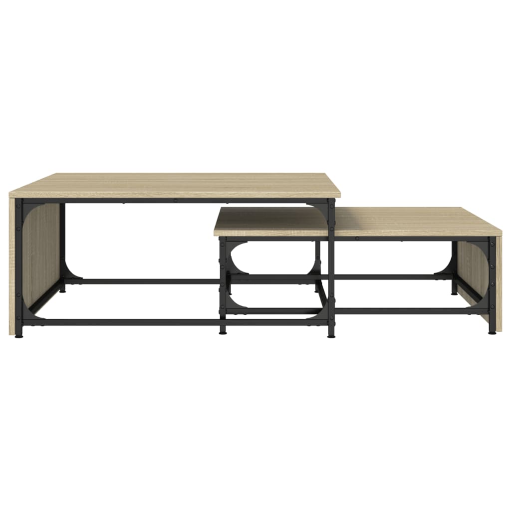 vidaXL Nesting Coffee Tables 2 pcs Sonoma Oak Engineered Wood and Metal