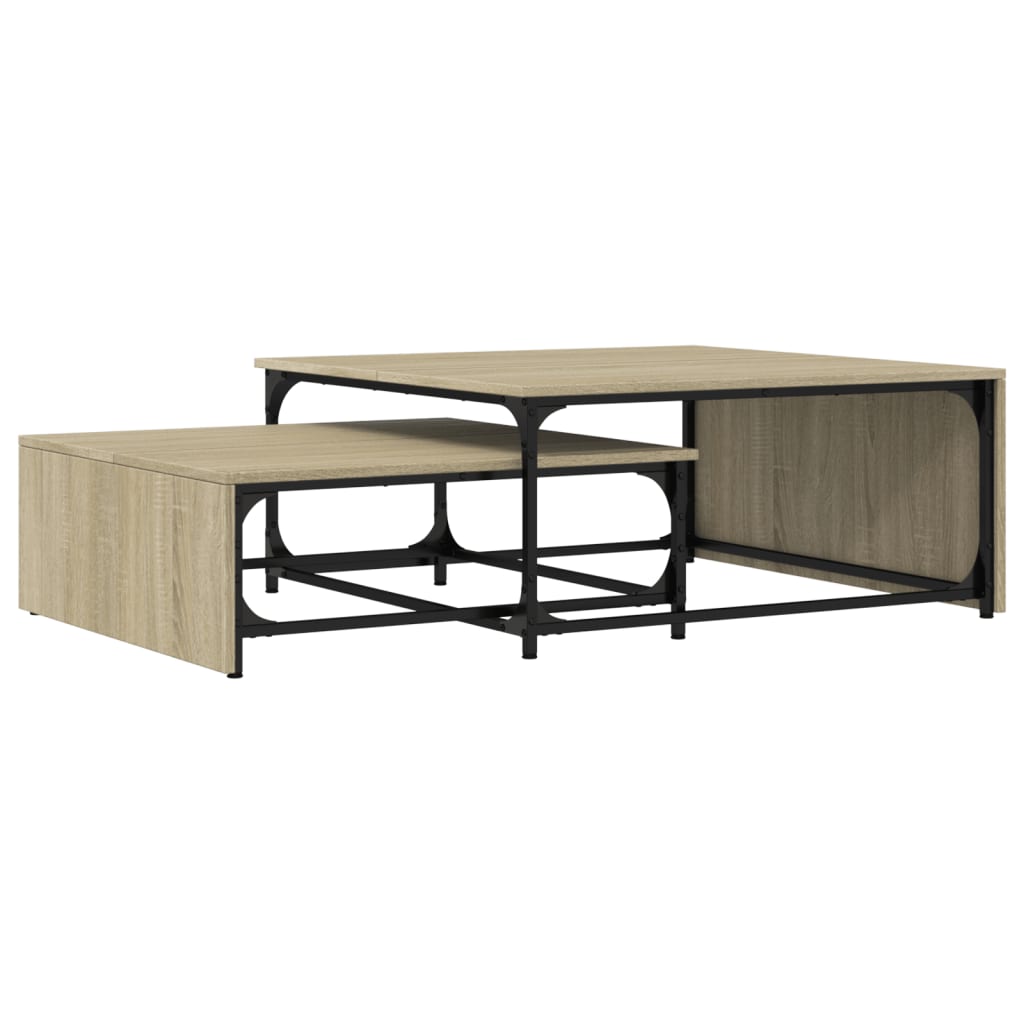vidaXL Nesting Coffee Tables 2 pcs Sonoma Oak Engineered Wood&Metal