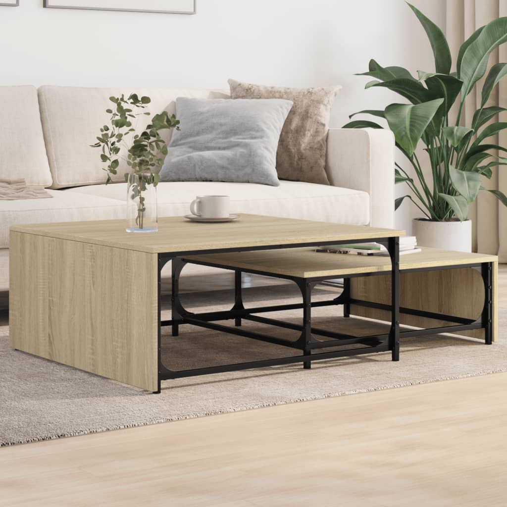 vidaXL Nesting Coffee Tables 2 pcs Sonoma Oak Engineered Wood&Metal