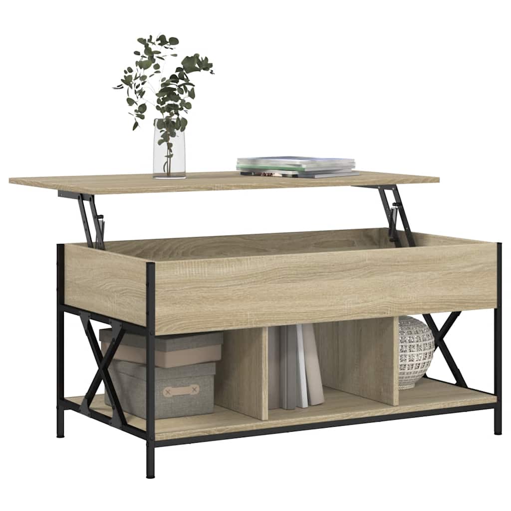 vidaXL Coffee Table Sonoma Oak 100x55x50 cm Engineered Wood and Metal