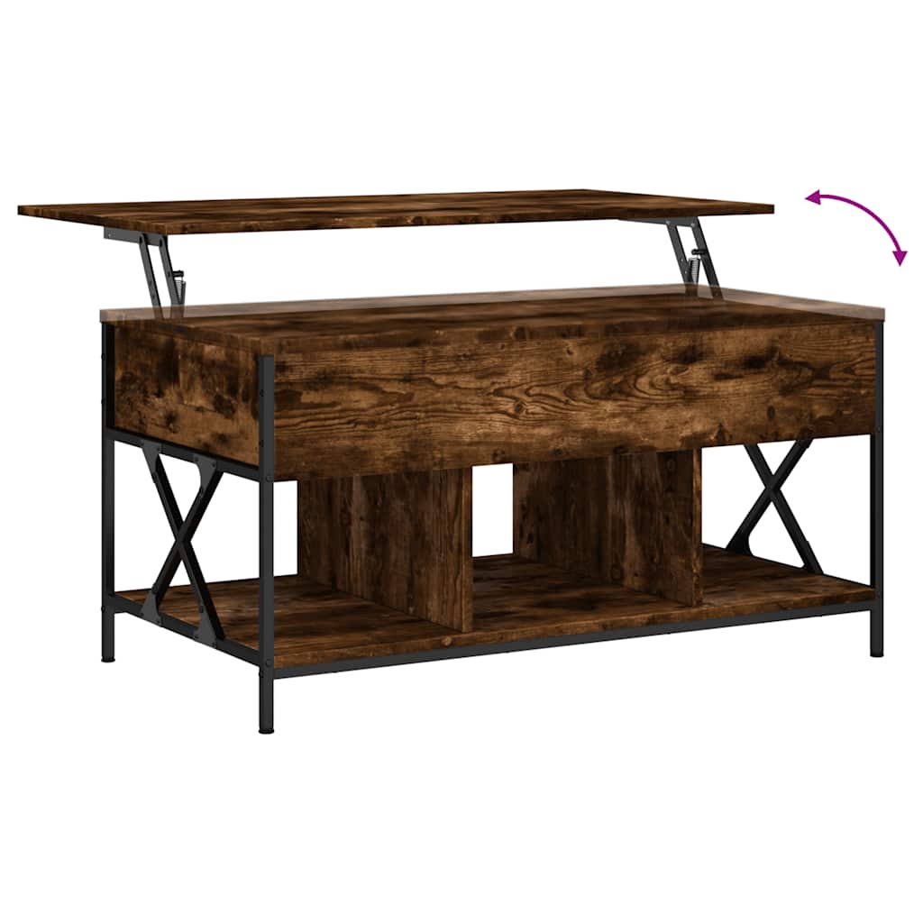vidaXL Coffee Table Smoked Oak 100x55x50 cm Engineered Wood and Metal