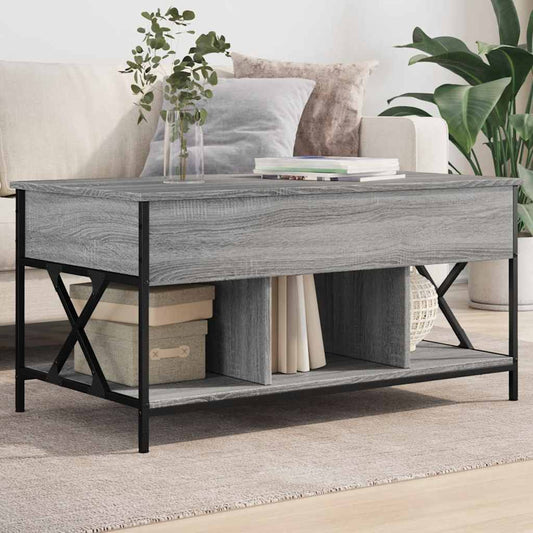 vidaXL Coffee Table Grey Sonoma 100x55x50 cm Engineered Wood and Metal