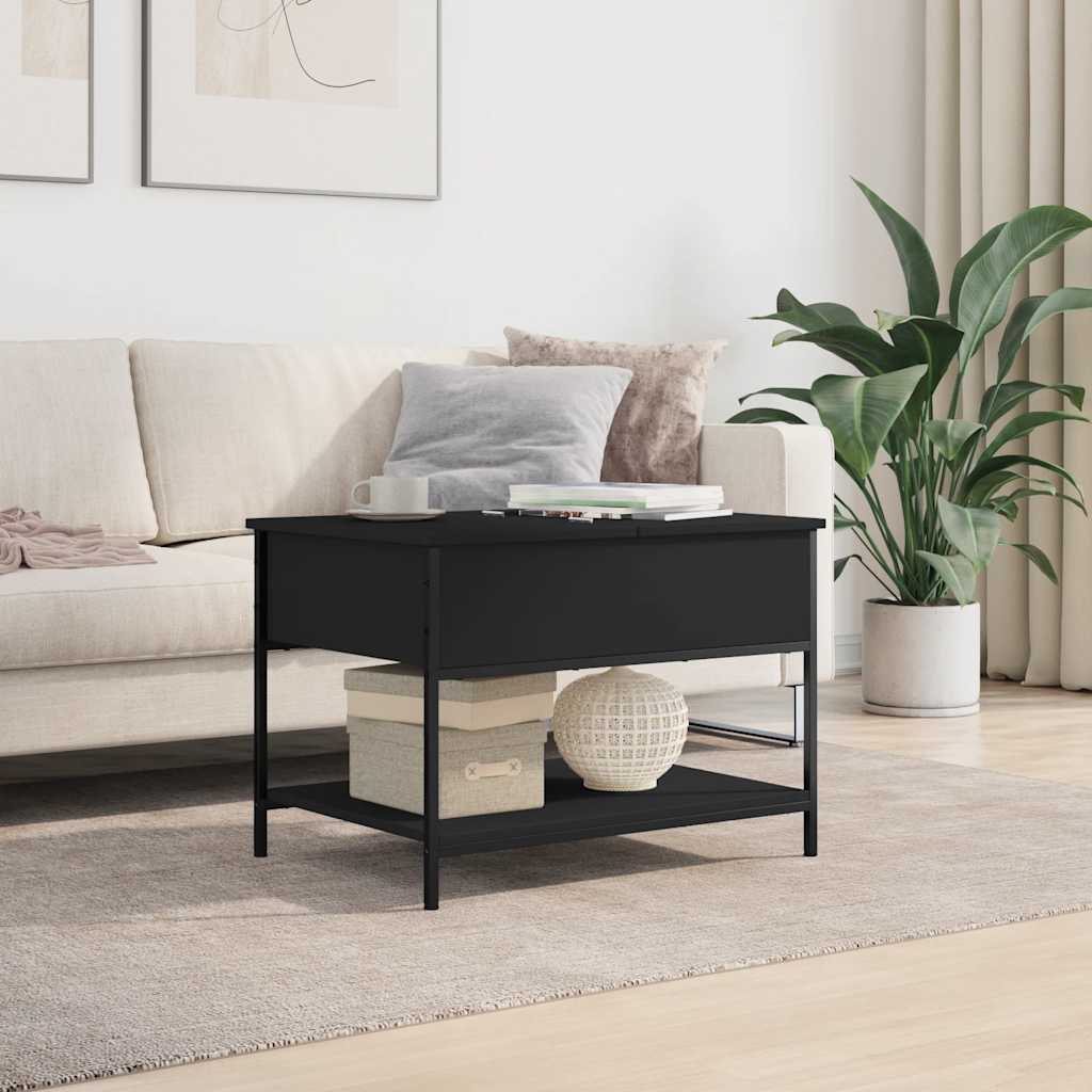 vidaXL Coffee Table Black 70x50x50 cm Engineered Wood and Metal