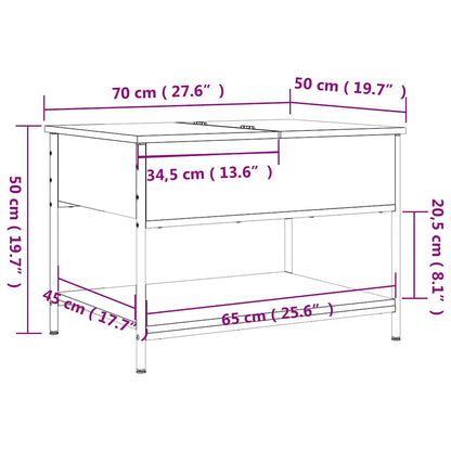 vidaXL Coffee Table Black 70x50x50 cm Engineered Wood and Metal