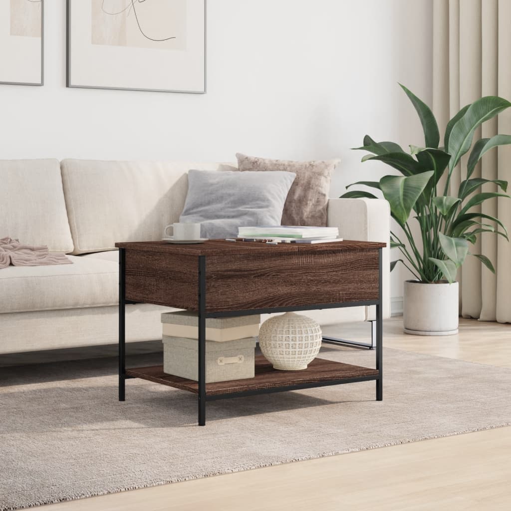 vidaXL Coffee Table Brown Oak 70x50x50 cm Engineered Wood and Metal
