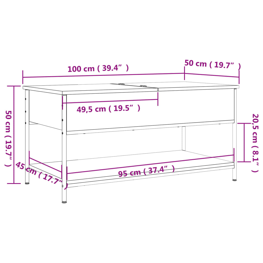 vidaXL Coffee Table | Black | Engineered wood, metal | Medium | Coffee Table
