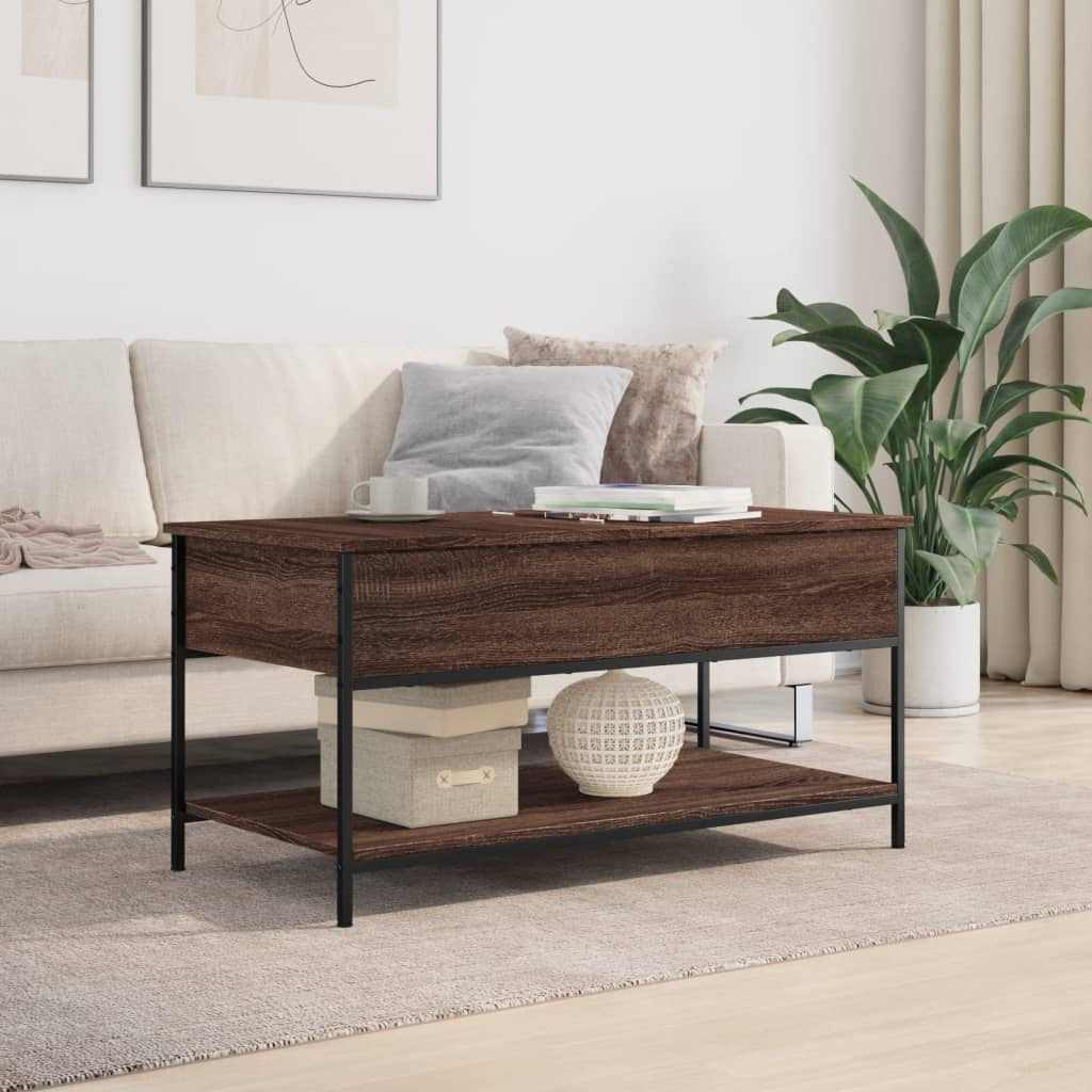 vidaXL Coffee Table Brown Oak 100x50x50 cm Engineered Wood and Metal