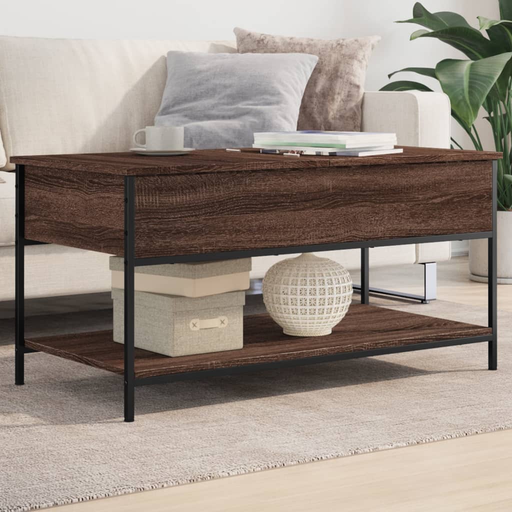 vidaXL Coffee Table Brown Oak 100x50x50 cm Engineered Wood and Metal