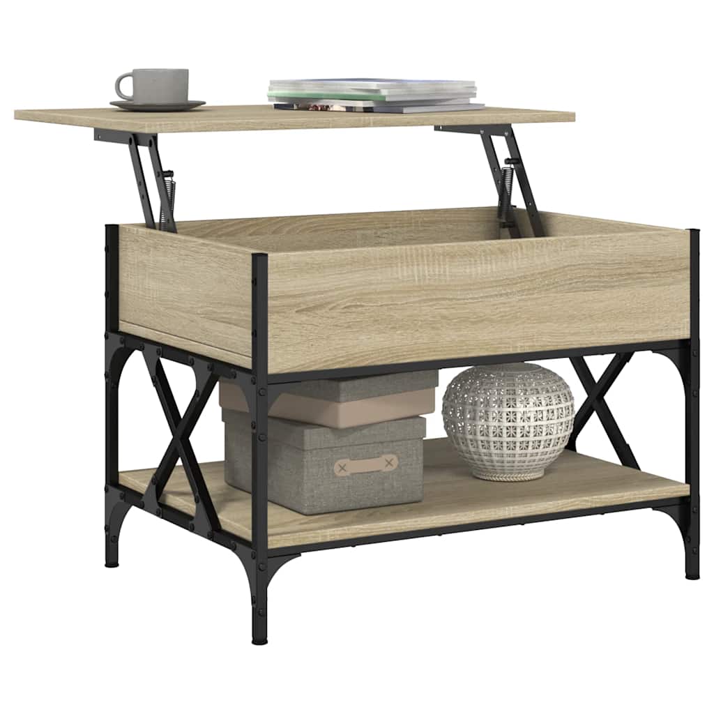 vidaXL Coffee Table Sonoma Oak 70x50x50 cm Engineered Wood and Metal