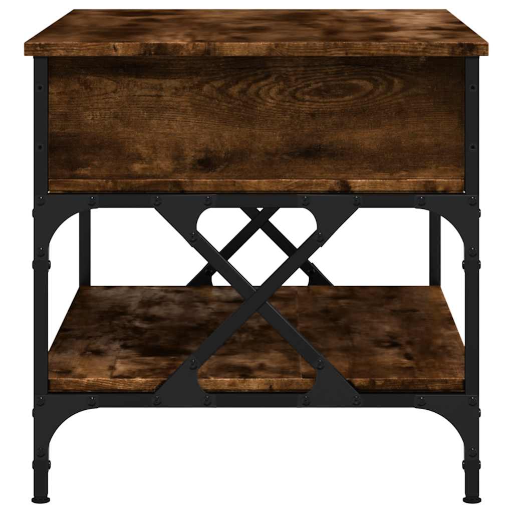vidaXL Coffee Table Smoked Oak 70x50x50 cm Engineered Wood and Metal