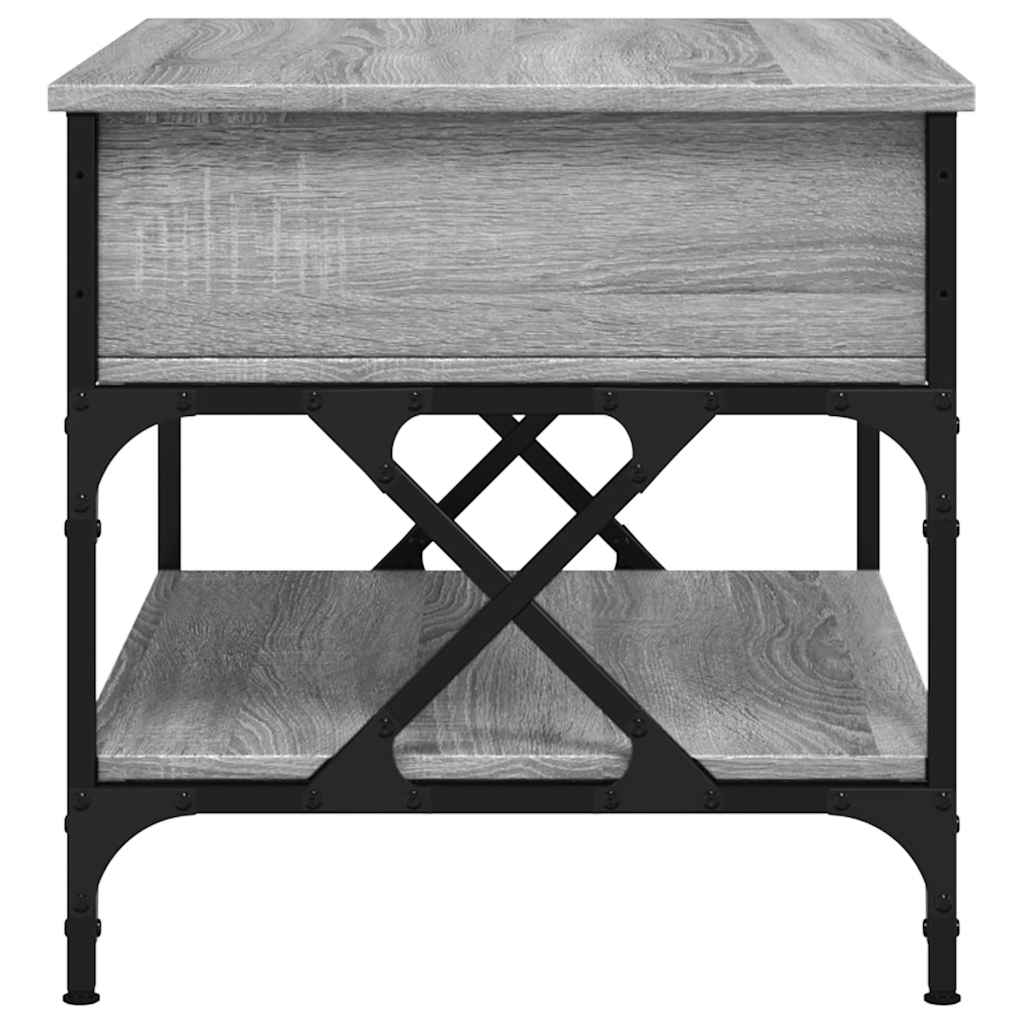vidaXL Coffee Table Grey Sonoma 70x50x50 cm Engineered Wood and Metal