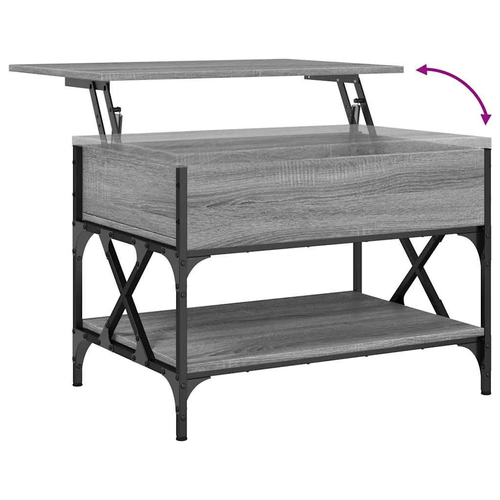 vidaXL Coffee Table Grey Sonoma 70x50x50 cm Engineered Wood and Metal