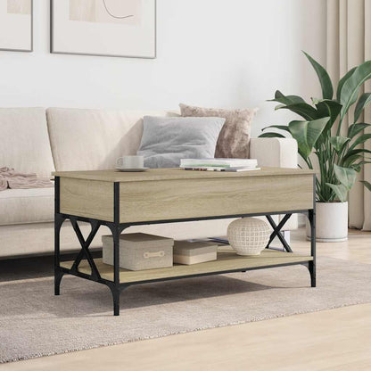 vidaXL Coffee Table Sonoma Oak 100x50x50 cm Engineered Wood and Metal