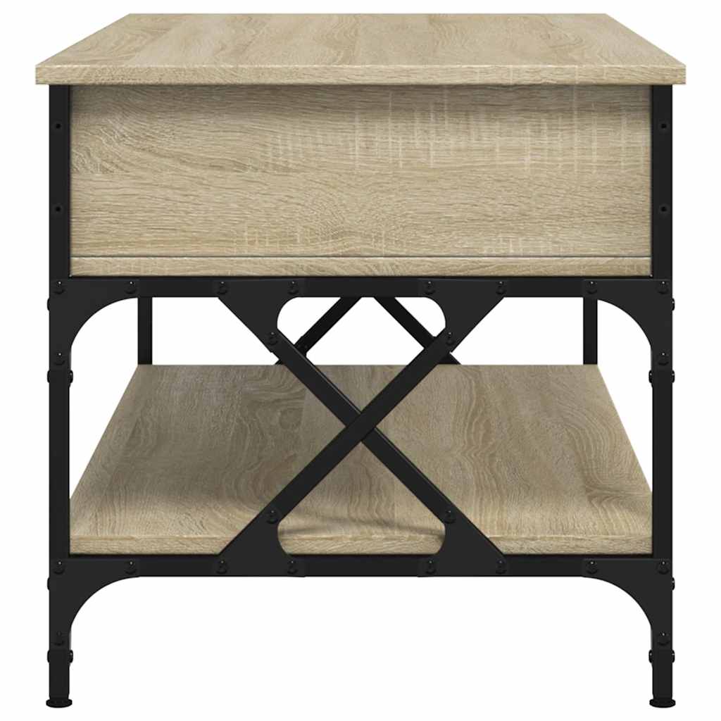 vidaXL Coffee Table Sonoma Oak 100x50x50 cm Engineered Wood and Metal