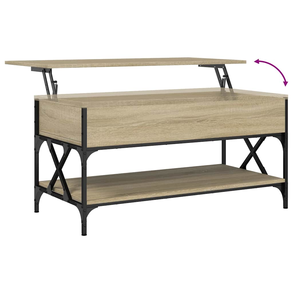 vidaXL Coffee Table Sonoma Oak 100x50x50 cm Engineered Wood and Metal