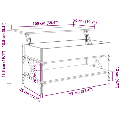 vidaXL Coffee Table Smoked Oak 100x50x50 cm Engineered Wood and Metal
