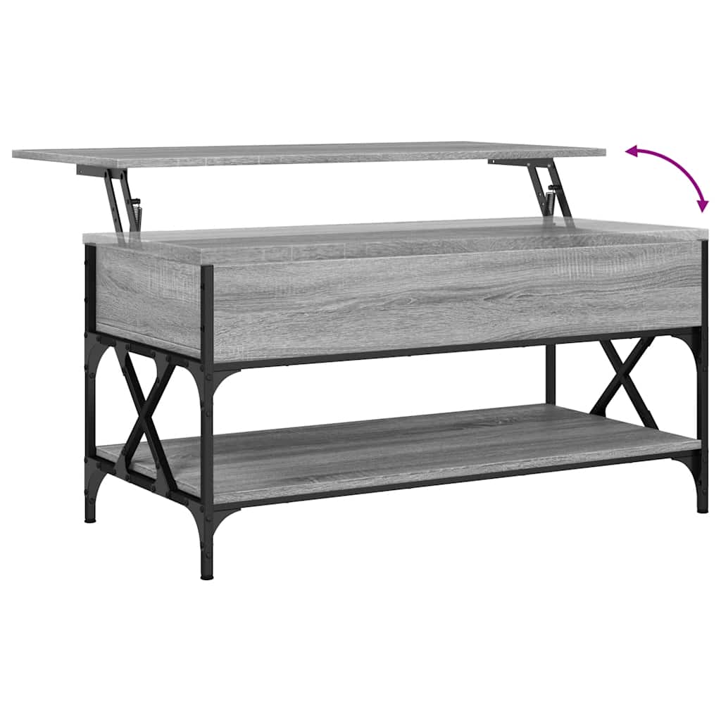 vidaXL Coffee Table Grey Sonoma 100x50x50 cm Engineered Wood and Metal
