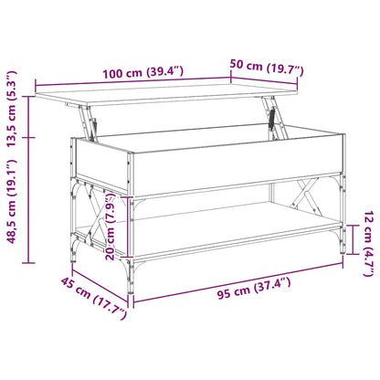 vidaXL Coffee Table Grey Sonoma 100x50x50 cm Engineered Wood and Metal