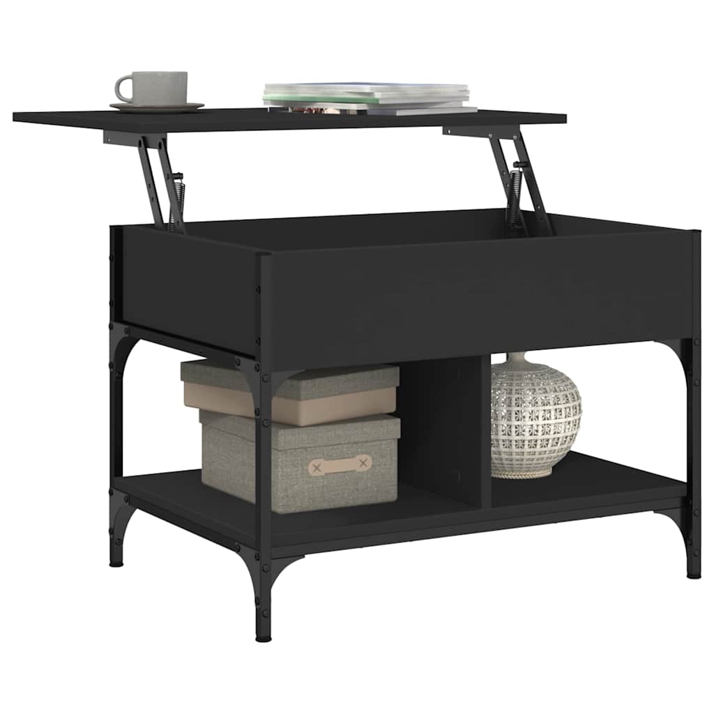 vidaXL Coffee Table Black 70x50x50 cm Engineered Wood and Metal