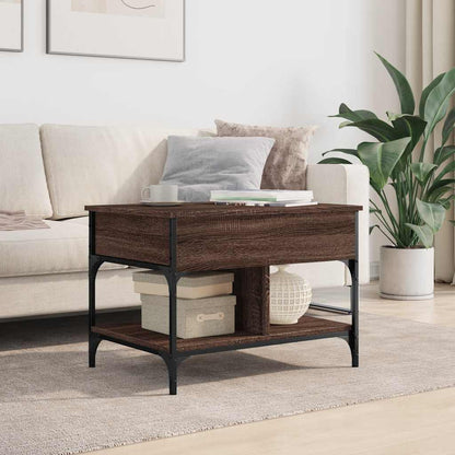 vidaXL Coffee Table Brown Oak 70x50x50 cm Engineered Wood and Metal