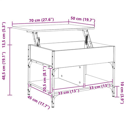 vidaXL Coffee Table Brown Oak 70x50x50 cm Engineered Wood and Metal
