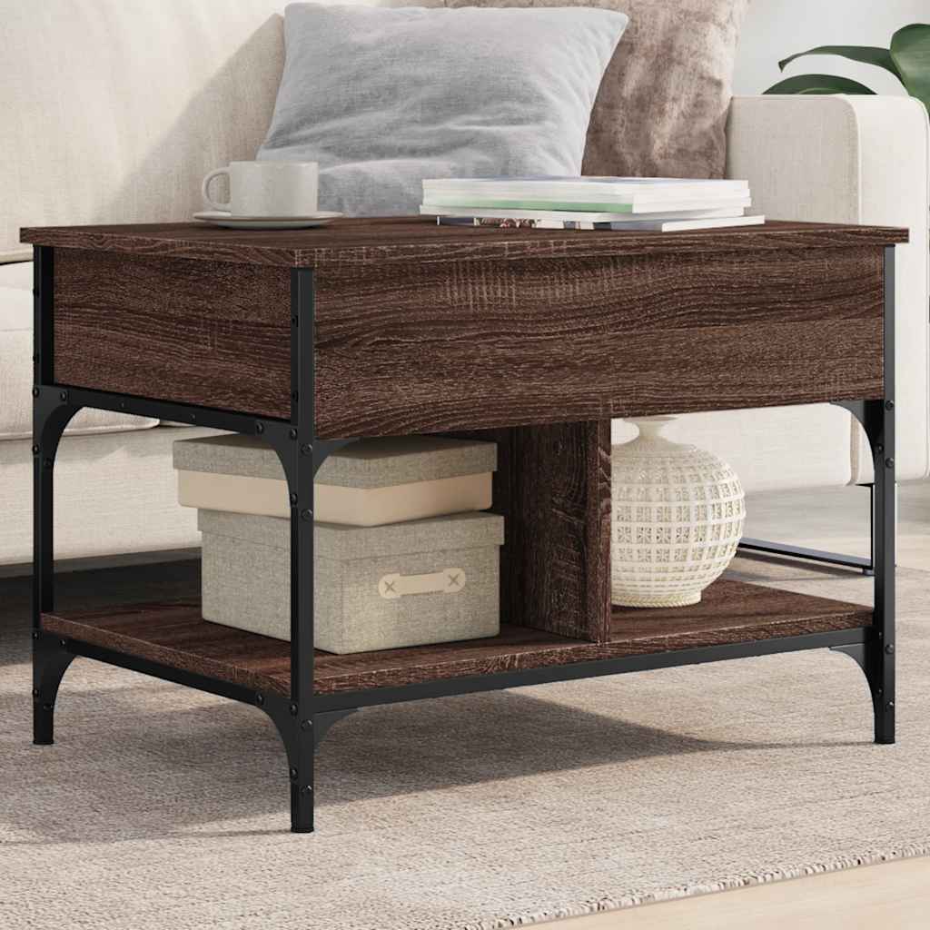 vidaXL Coffee Table Brown Oak 70x50x50 cm Engineered Wood and Metal