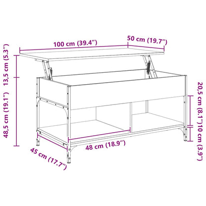 vidaXL Coffee Table Grey Sonoma 100x50x50 cm Engineered Wood and Metal