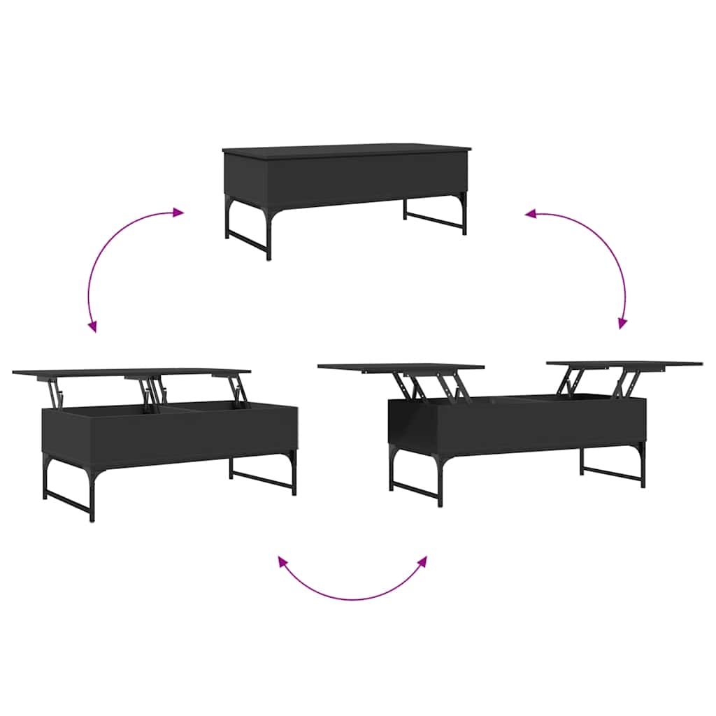 vidaXL Coffee Table Black 100x50x40 cm Engineered Wood and Metal
