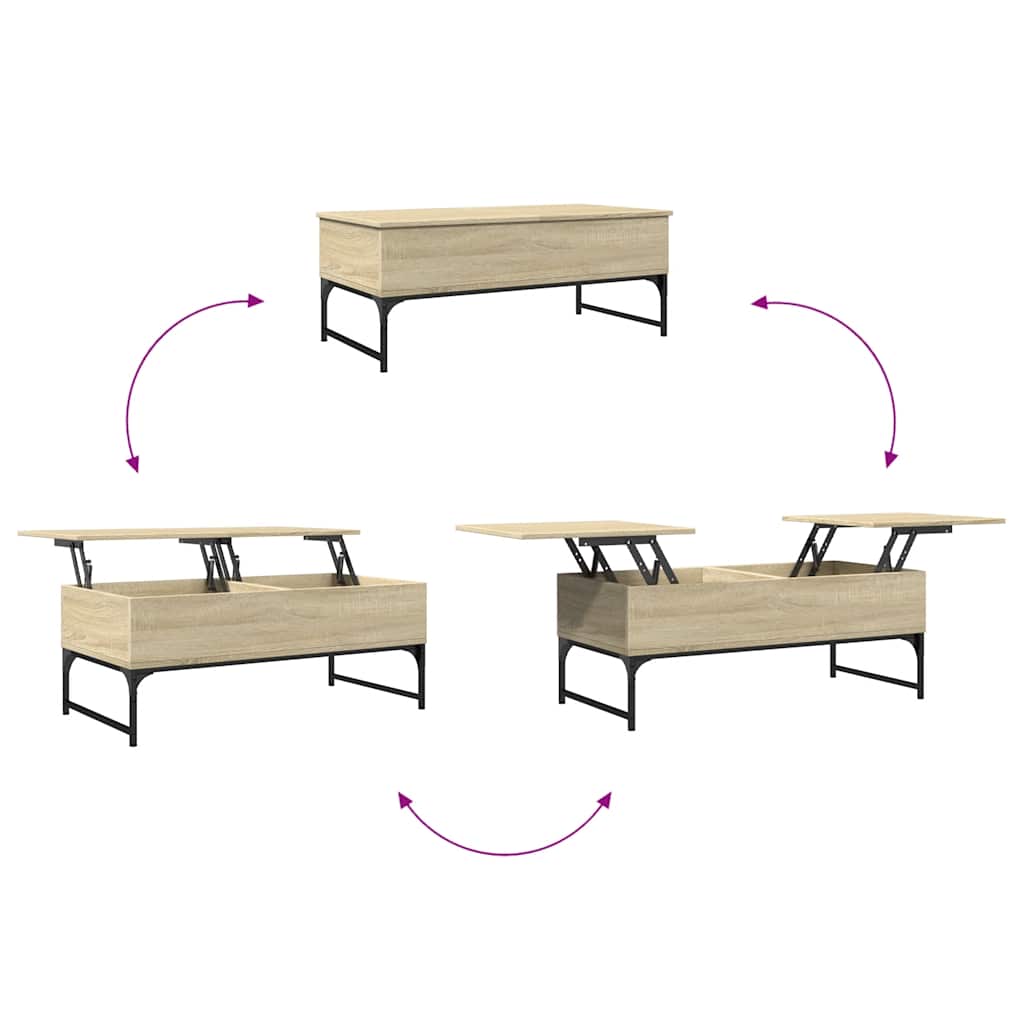 vidaXL Coffee Table Sonoma Oak 100x50x40 cm Engineered Wood and Metal